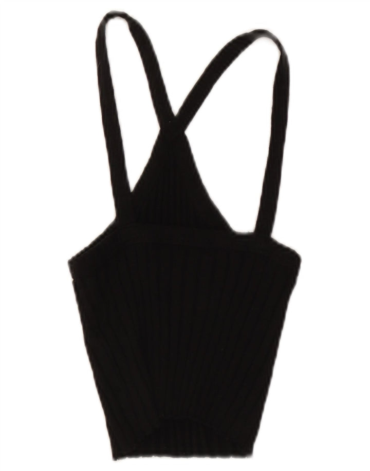 Zara Mujer Crop Halter Top UK 8 Small Algodón Negro