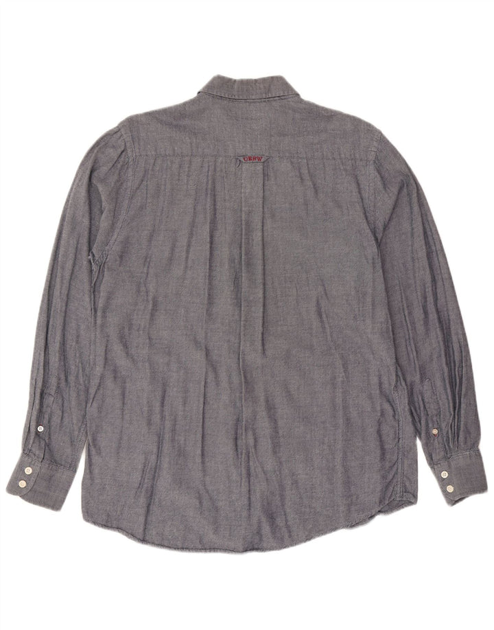 CREW CLOTHING Camisa de corte clásico para hombre de algodón azul marino mediano