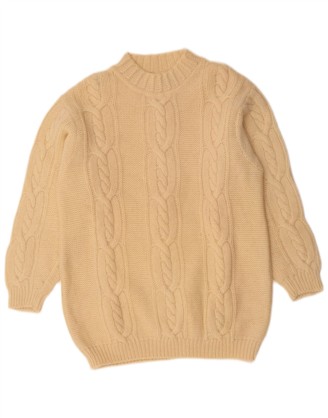 Benetton Jersey Con Cuello Alto Para Mujer UK 44 Large De Lana Blanco Roto