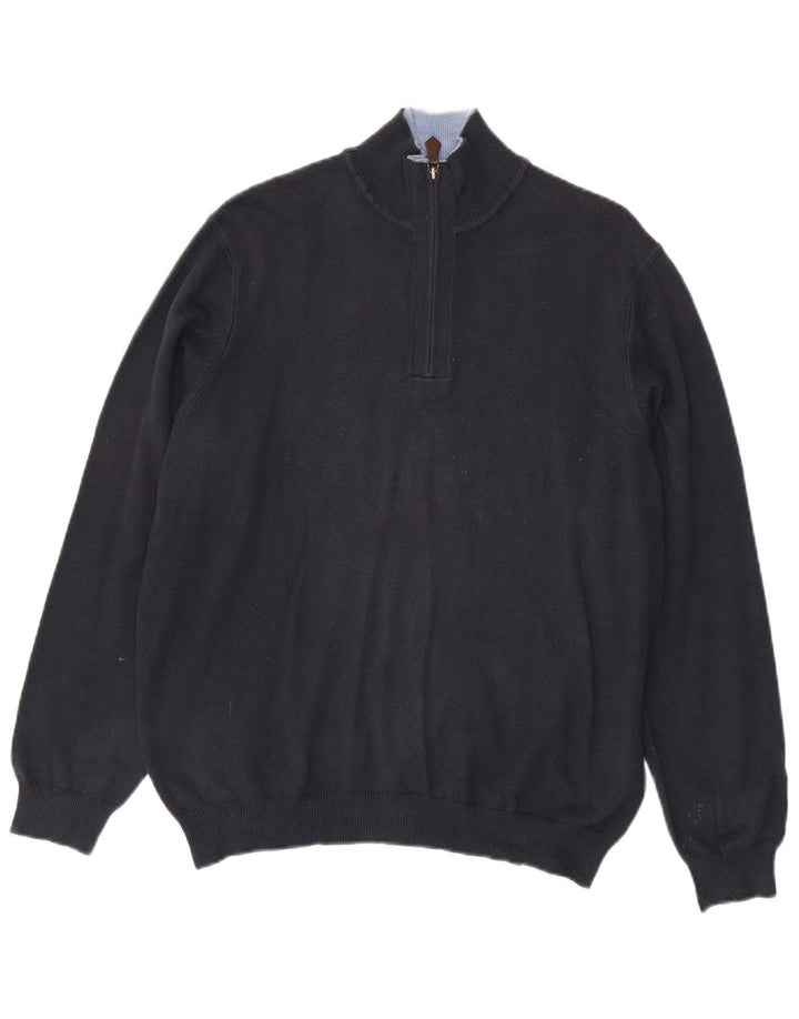 Massimo Dutti Jersey Hombre con Cremallera y Cuello EU 38 Medium Azul Marino Algodón