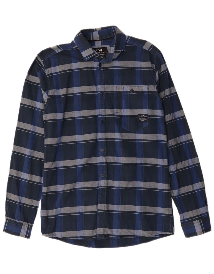 Camisa Jack & Jones Hombre Small Azul Marino Cuadros Algodón