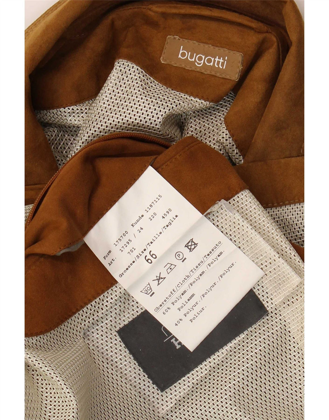 Bugatti Chaqueta de ante sintético para hombre UK 46 3XL Marrón Poliamida