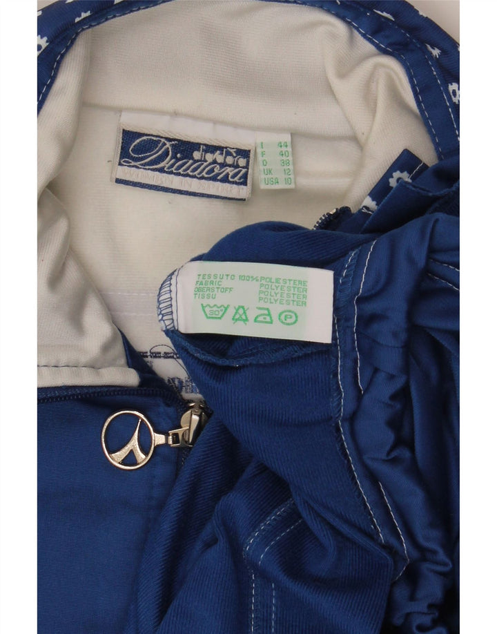 DIADORA Chaqueta superior de chándal extragrande para mujer UK 42 Azul medio Floral