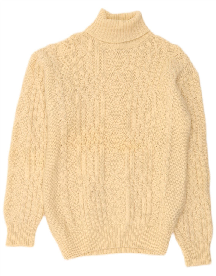 Edward Spires - Jersey con cuello vuelto para hombre, talla grande, lana beige