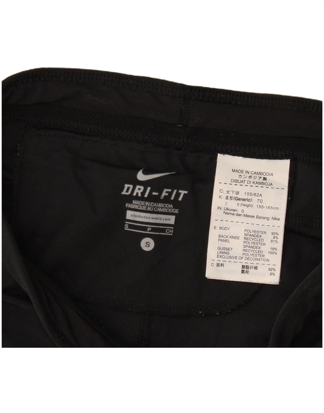 Nike Leggings Capri Dri Fit para Mujer UK 8 Small Poliéster Negro