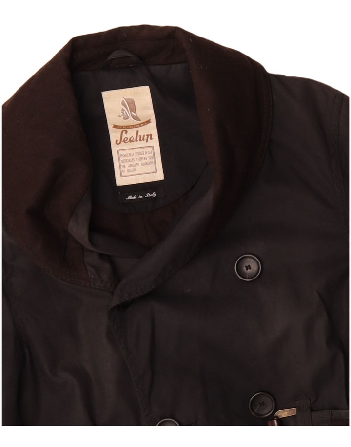 Sealup Abrigo cruzado para hombre UK 38 Algodón negro mediano