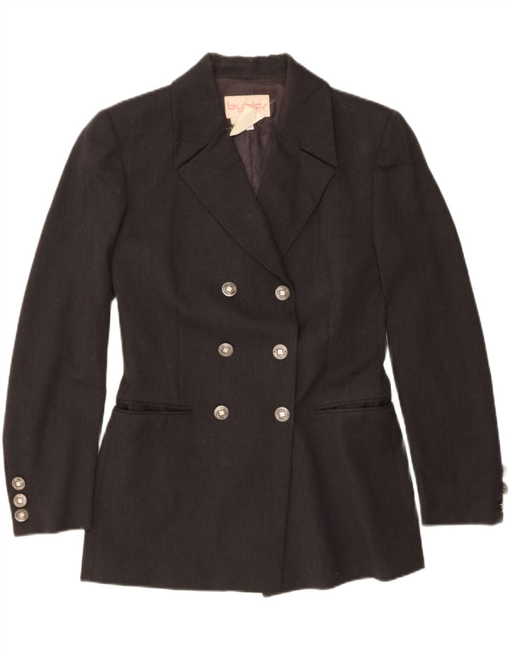 Chaqueta Blazer De Mujer Byblos De Doble Botonadura IT 42 Lana Gris Medio
