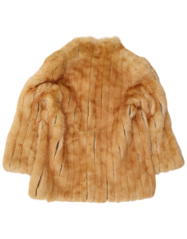 Vintage mujer abrigo de piel sintética Reino Unido 14 medio beige clásico