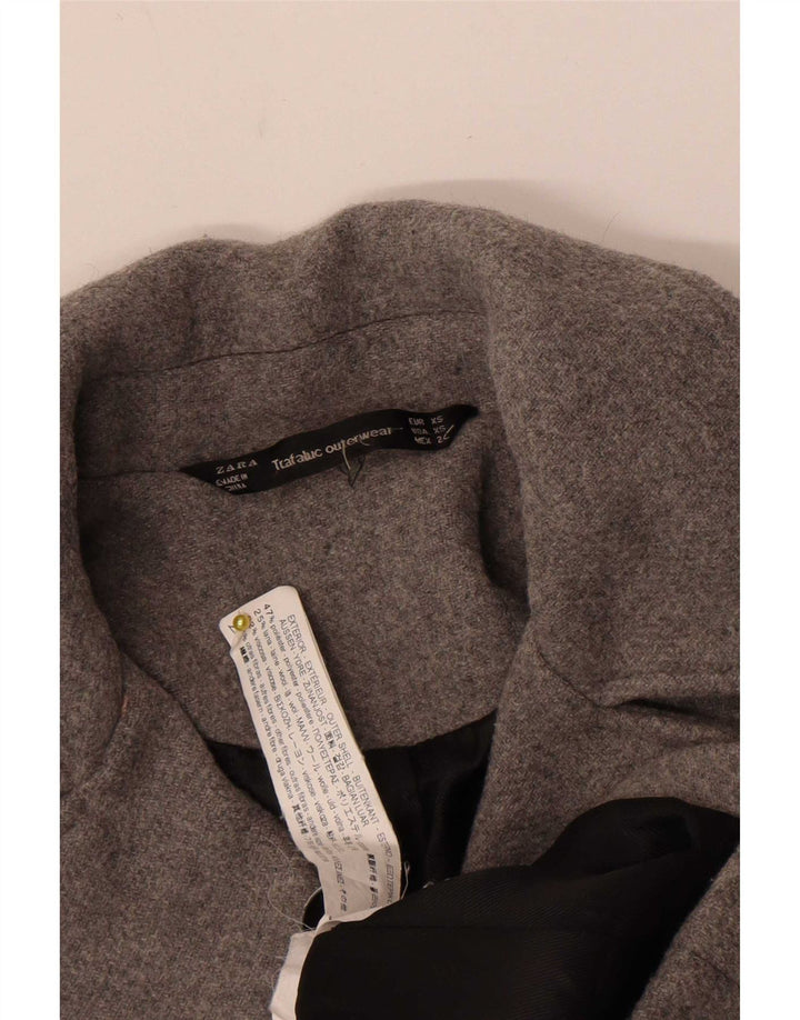 Zara Mujer Trafaluc Pea Coat UK 6 XS Gris Poliéster