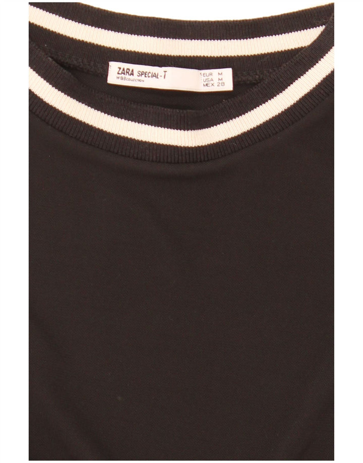 Zara Mujer Chaleco Top UK 44 Mediano Negro Colorblock