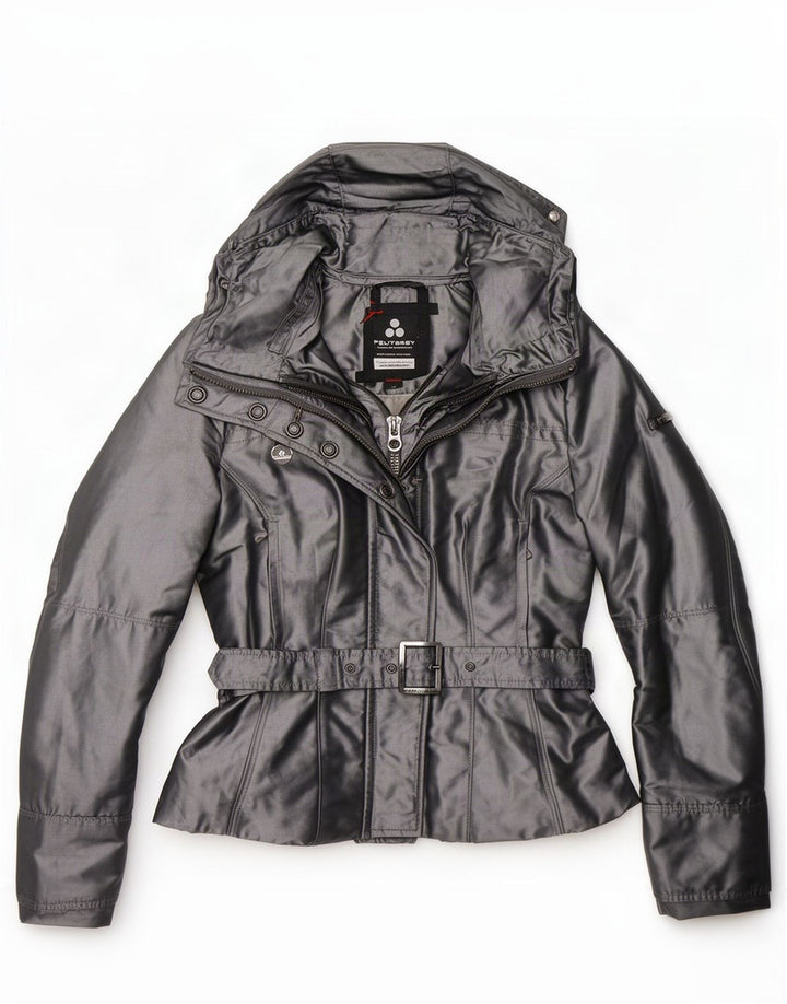 PEUTEREY Chaqueta cortavientos con capucha para mujer UK 18 XL Poliéster plateado