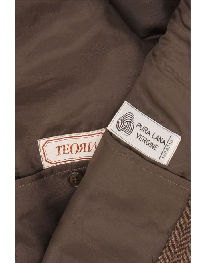 Vintage hombres 2 botones Blazer chaqueta Reino Unido 38 marrón medio espiga