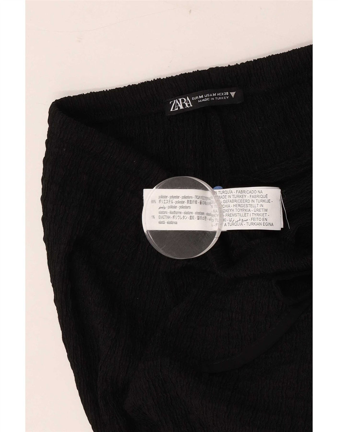 Zara Mujer Pantalones Casuales De Pierna Ancha Medianos W28 L31 Poliéster Negro