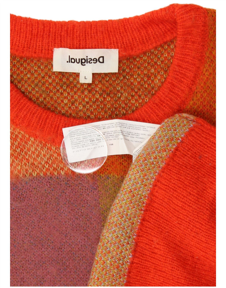 Desigual - Jersey de cuello redondo para mujer, talla 40, talla grande, acrílico multicolor