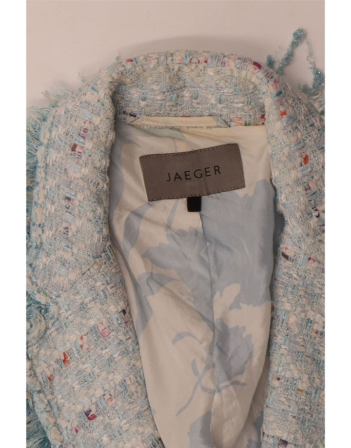Jaeger Chaqueta tipo blazer abierta para mujer Reino Unido 44 Algodón a rayas azul medio