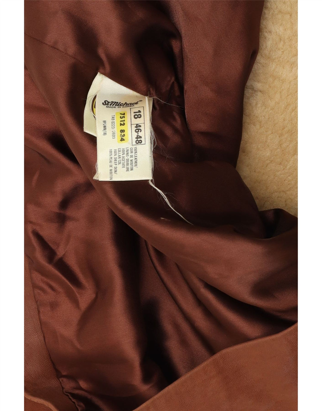 ST MICHAEL Chaqueta corta de doble botonadura para mujer UK 18 XL Cuero marrón