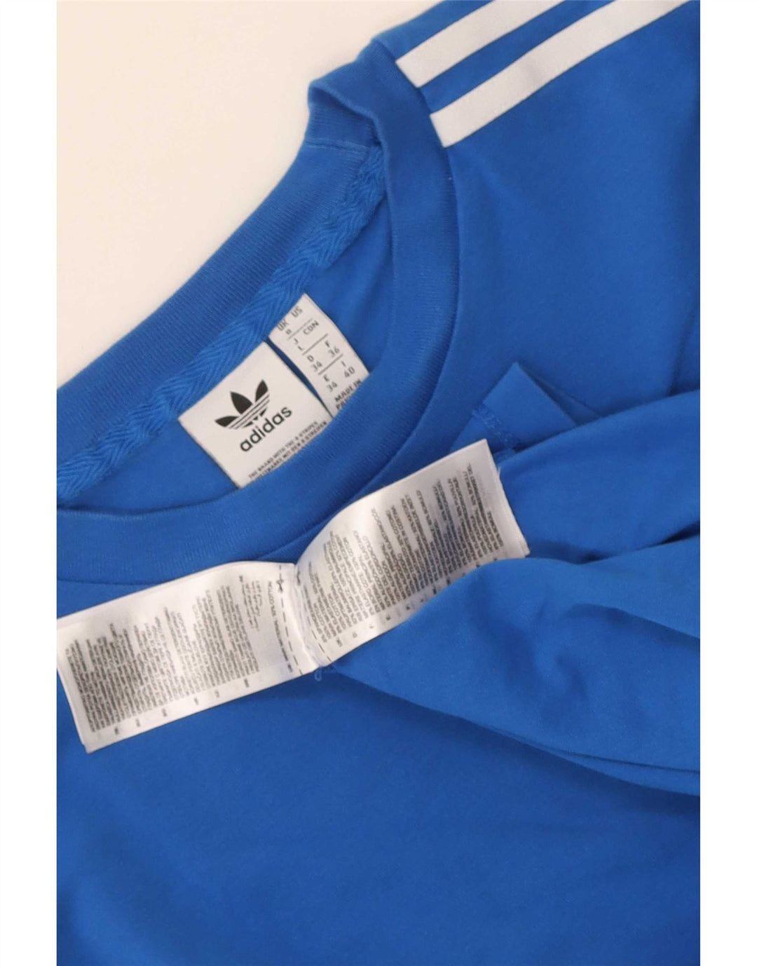 Adidas Mujer Top Manga Larga UK 8 Pequeño Algodón Azul