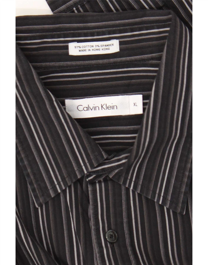 Camisa Calvin Klein para hombre XL Algodón a rayas negras