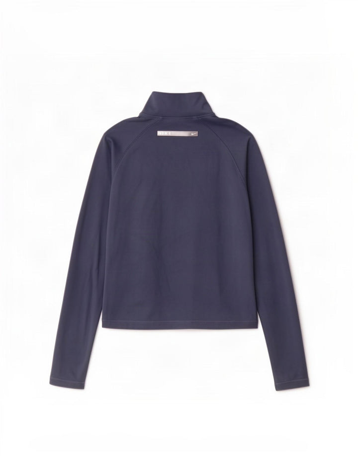 Nike Mujer Crop Chándal Top Chaqueta UK 12 Medio Azul Marino Poliéster