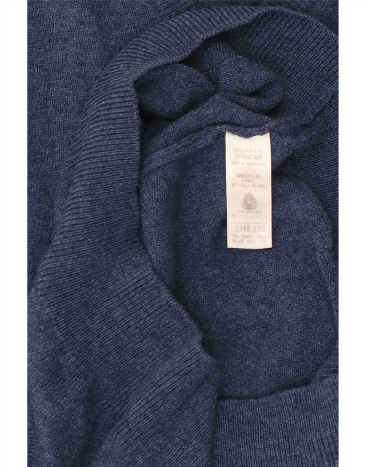 Marks & Spencer Camiseta sin mangas para hombre de lana de cordero moteada en azul medio
