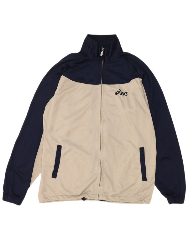 Asics Hombre Chándal Top Jacket Medium Off White Colorblock Poliéster