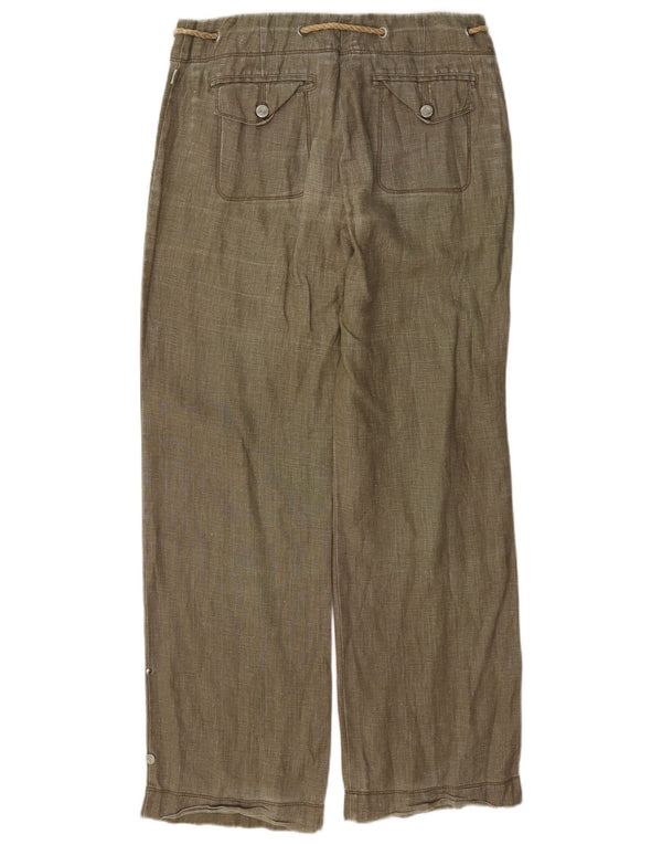 Cerruti 1881 Pantalones holgados para mujer IT 42 Medium W30 L32 Lino verde
