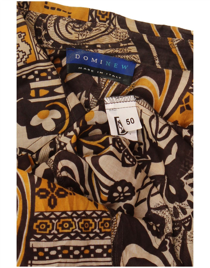 DOMINEW Blusa de manga 3/4 para mujer IT 50 XL Algodón floral marrón