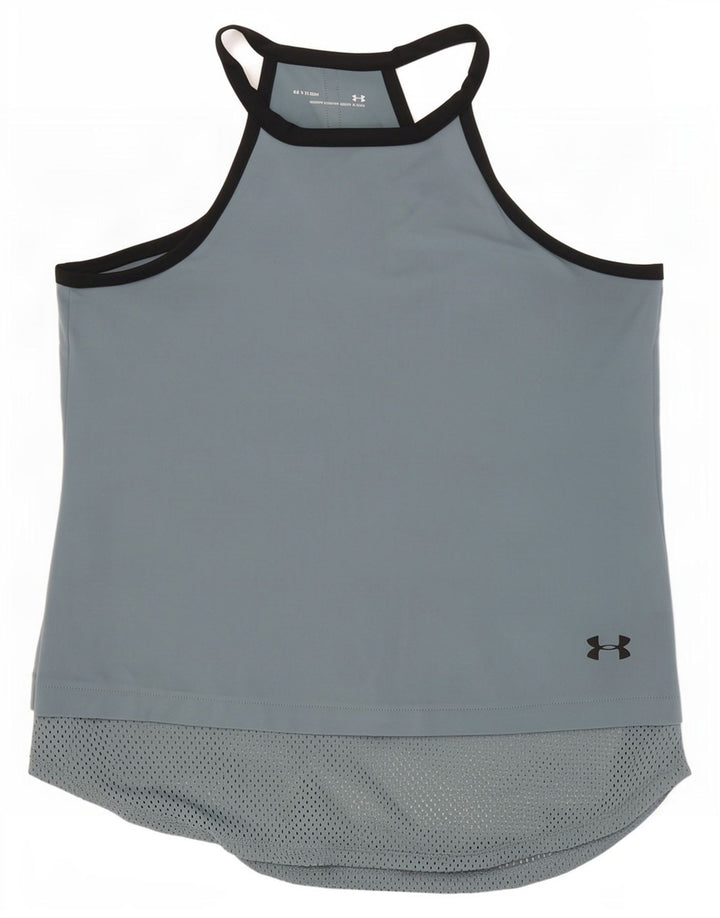 Under Armour Camiseta sin mangas con gráfico Heat Gear para mujer, talla 40, color gris medio
