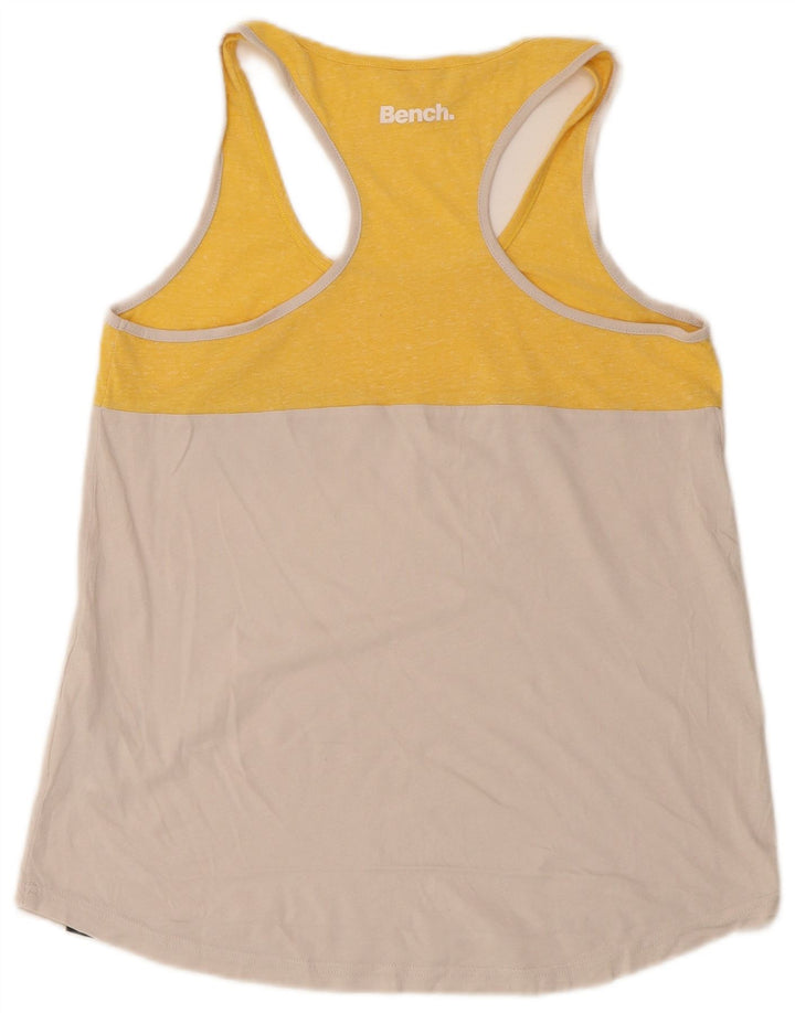 Camiseta sin mangas para mujer Bench UK 40 Algodón color block amarillo mediano