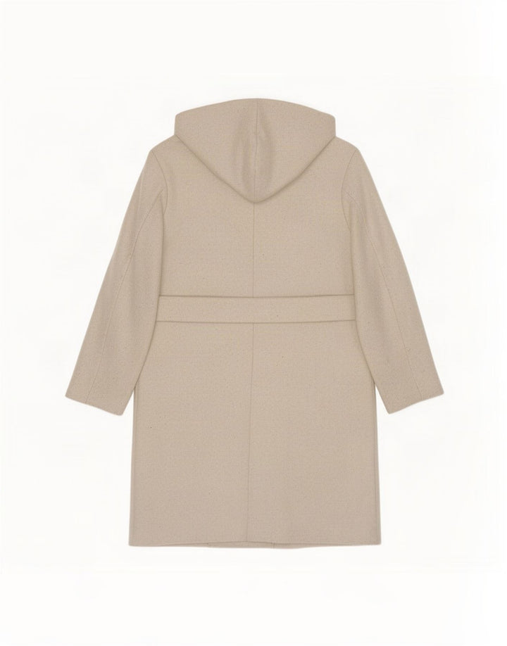Zara Mujer Abrigo Extragrande De Doble Botonadura Con Capucha UK 10 Small Beige