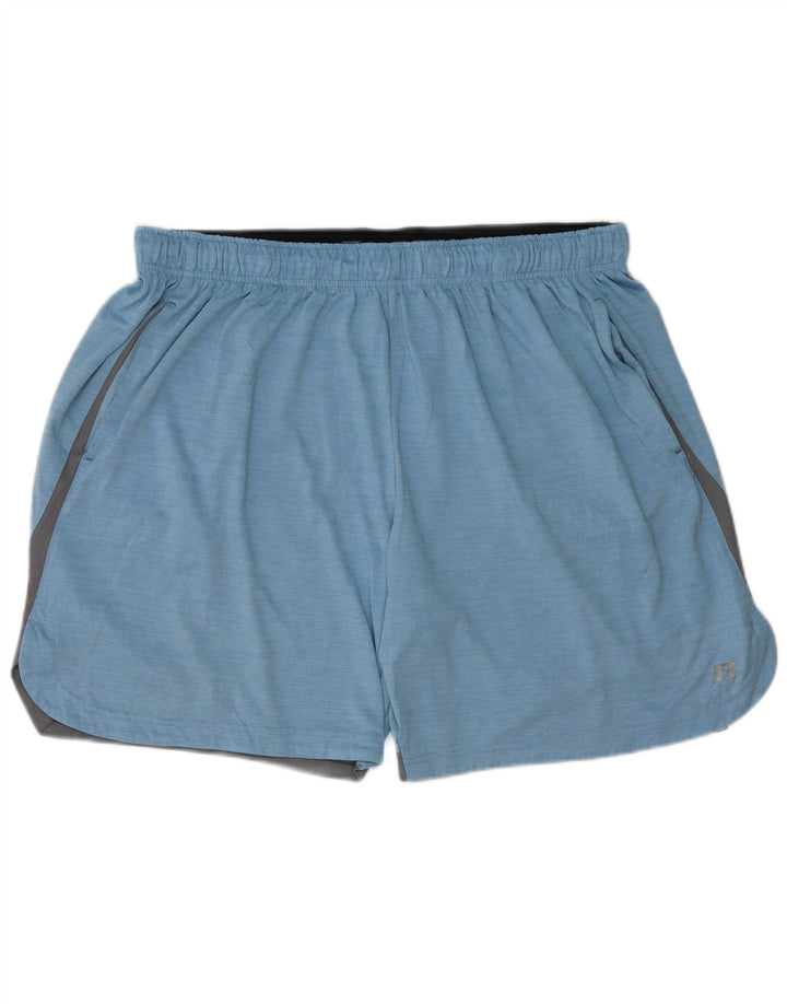 RUSSELL ATHLETIC Pantalones cortos deportivos para hombre XL Azul Colorblock Poliéster