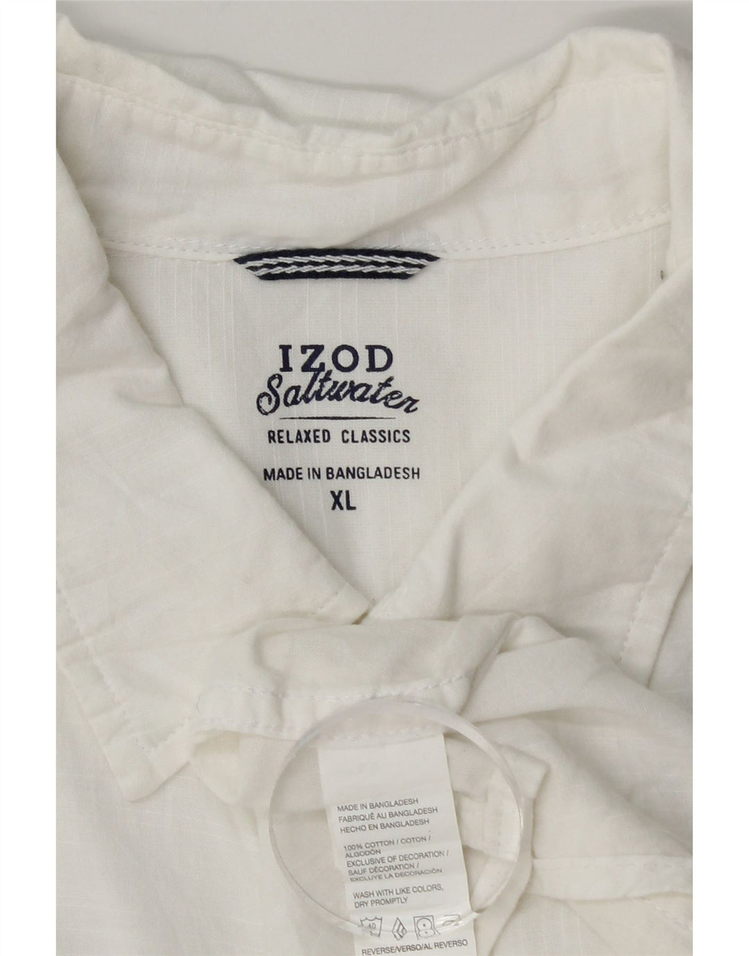 Izod Hombre Salt Water Camisa Manga Corta XL Algodón Blanco