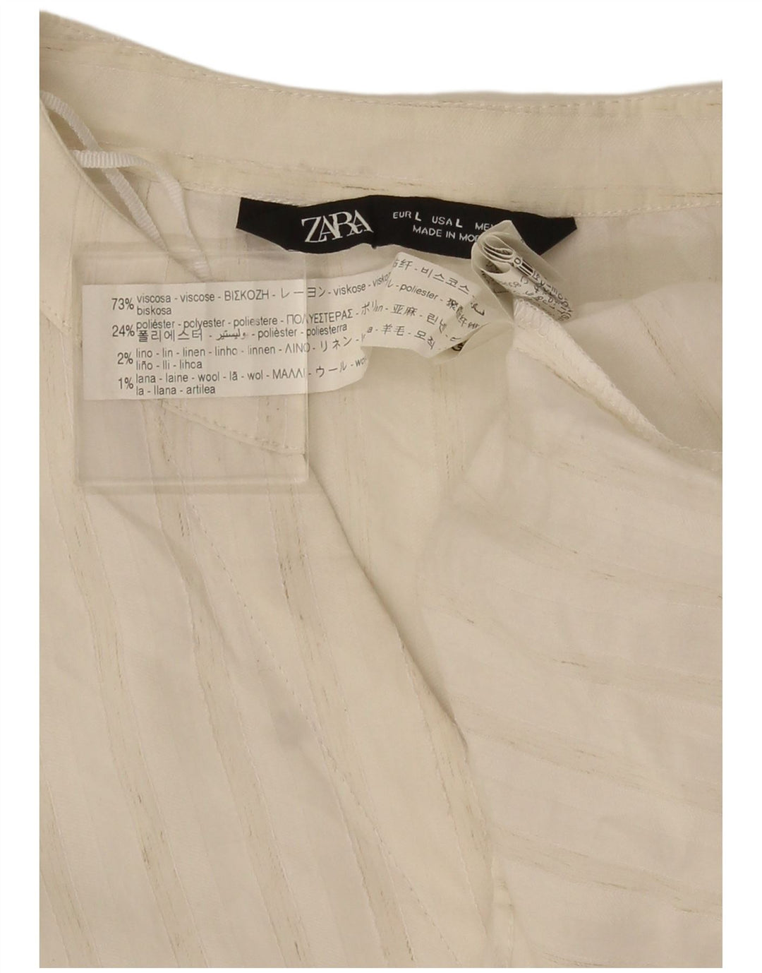 Zara Blusa extragrande de manga 3/4 para mujer UK 46 Grande Blanco a rayas