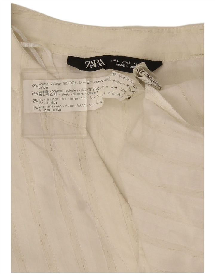 Zara Blusa extragrande de manga 3/4 para mujer UK 46 Grande Blanco a rayas