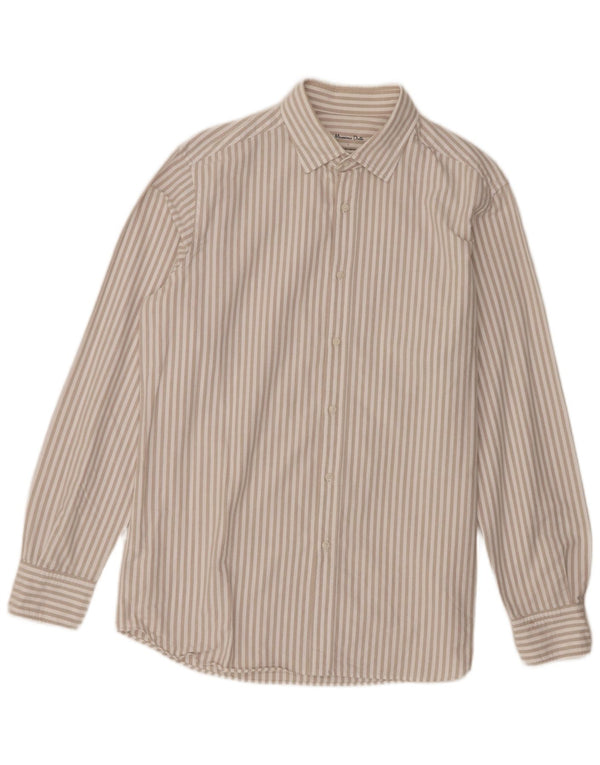 Camisa Massimo Dutti Hombre Large Algodón Rayas Blancas