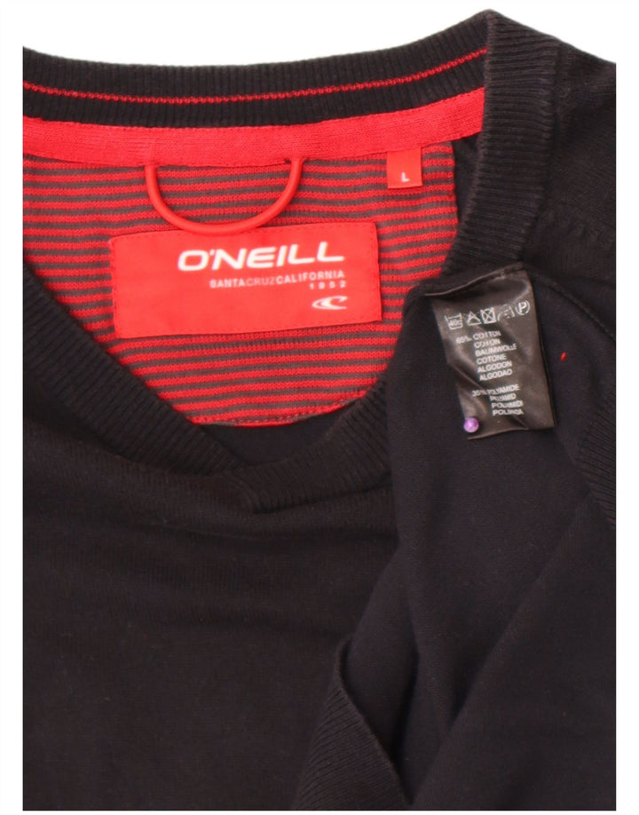O'Neill - Jersey con cuello en V para hombre, talla grande, algodón negro