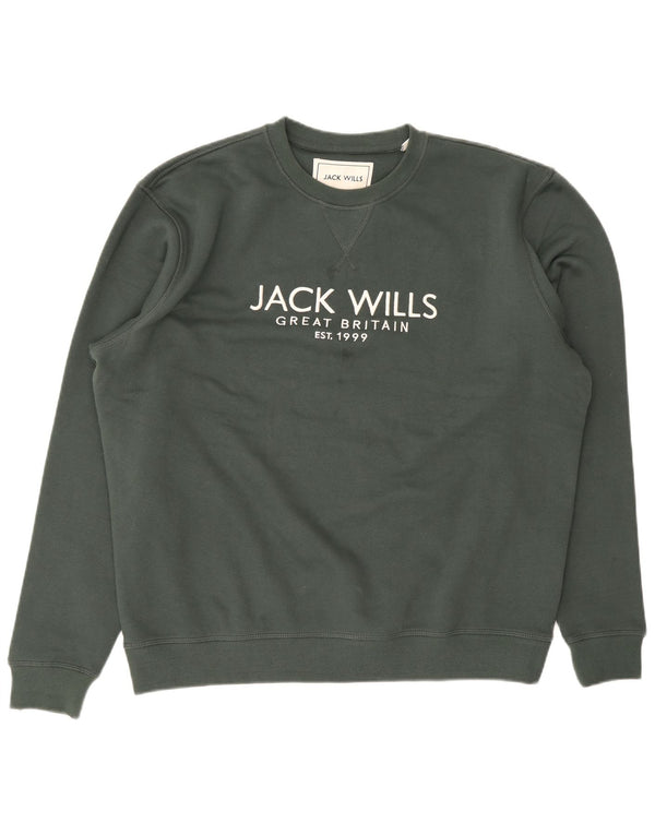 Jack Wills Hombre Sudadera Gráfica Jumper XL Algodón Caqui