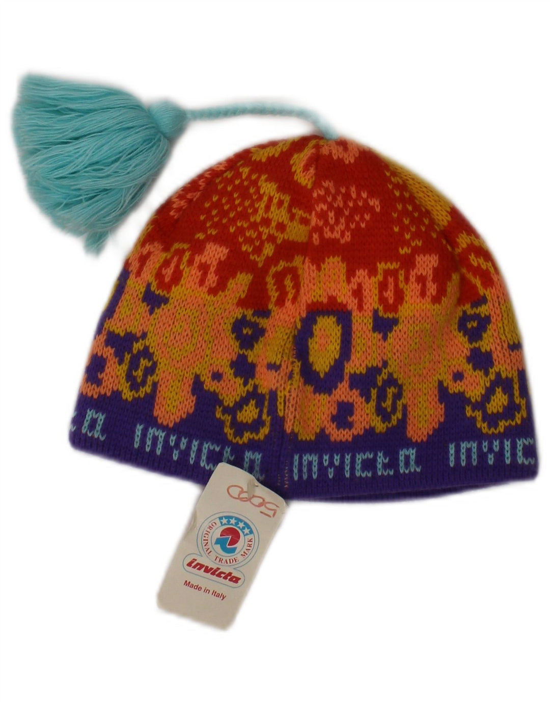 Invicta Gorro con pompón de punto gráfico para mujer Talla única Acrílico naranja