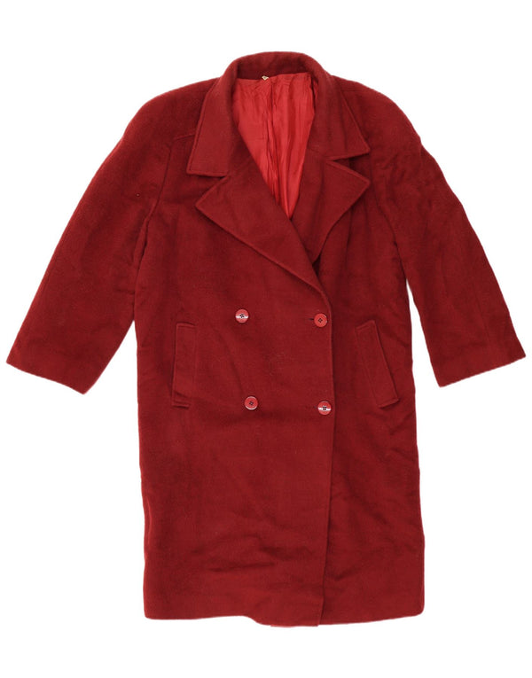 VINTAGE Abrigo cruzado de mujer IT 48 XL Lana burdeos