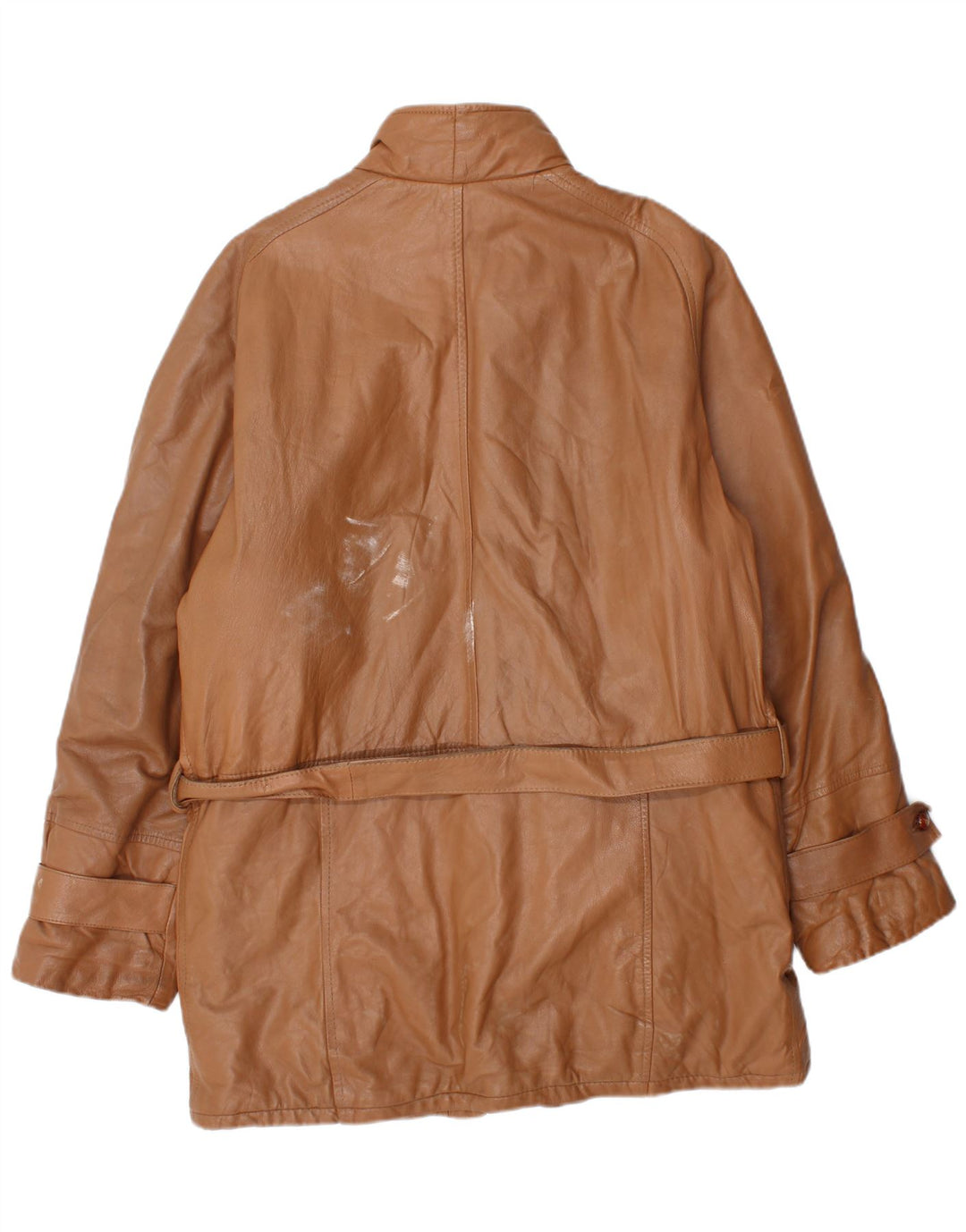 Abrigo de cuero vintage para hombre IT 50 cuero marrón grande