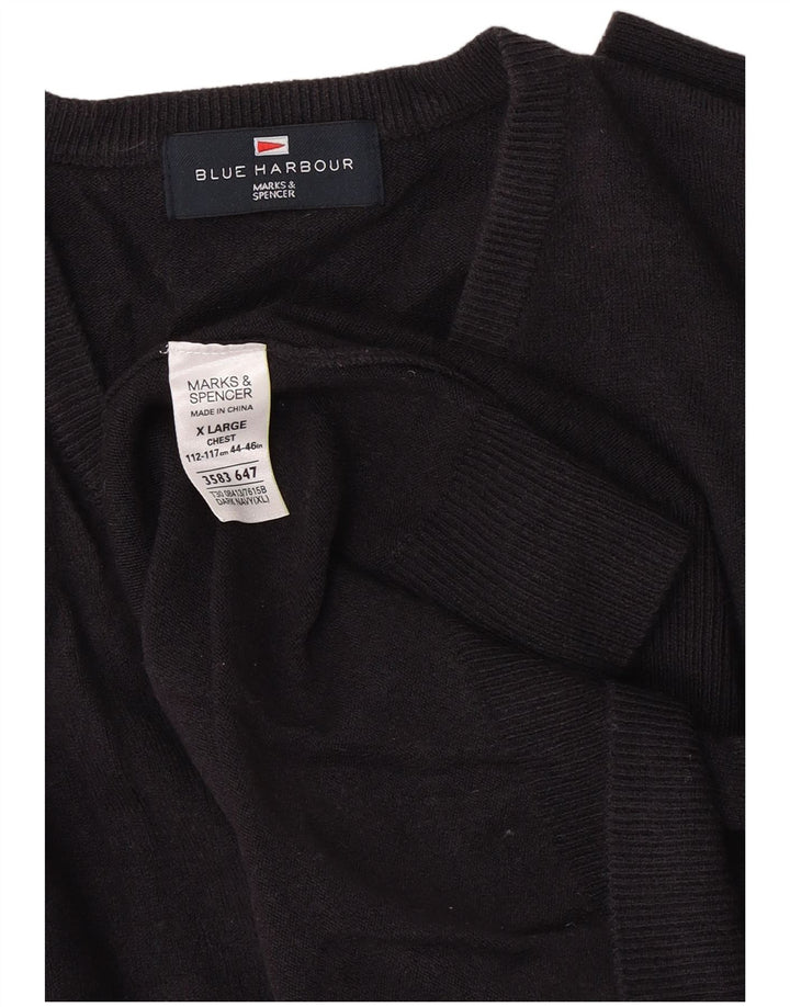 Marks & Spencer Suéter con cuello en V para hombre, color azul, XL, azul marino