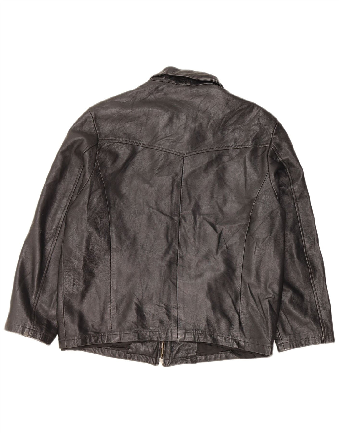 Chaqueta de cuero vintage para hombre IT 50 XL cuero negro