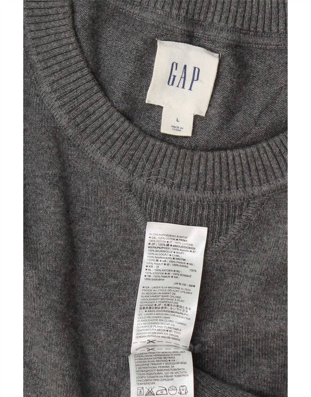 Gap Jersey De Cuello Redondo Para Hombre Jersey De Algodón Gris Grande