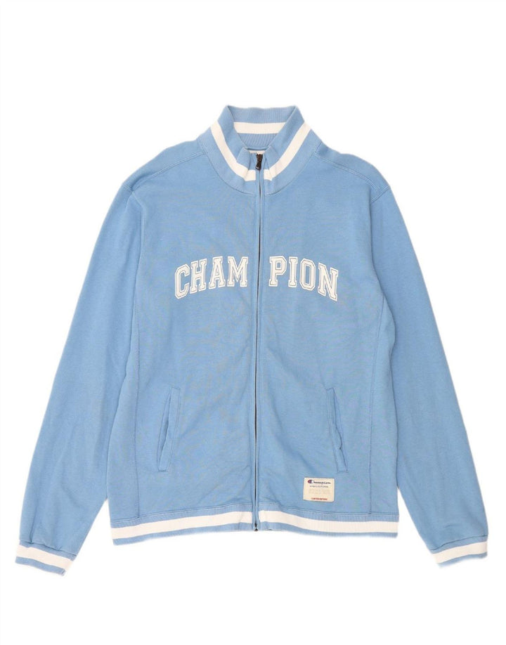 CHAMPION Mens Graphic Tracksuit Top Jacket XL Blue Cotton