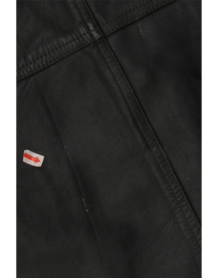 VINTAGE Chaleco de cuero para hombre IT 56 2XL Cuero caqui