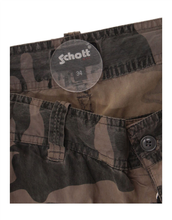 Shorts cargo Schott para hombre W34 Large Brown Camuflaje