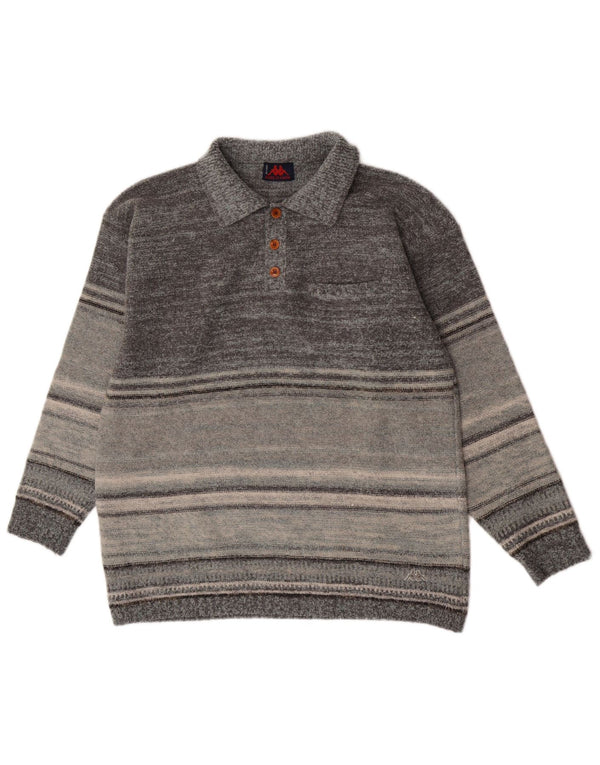 Kappa Hombre Polo Neck Jumper Sweater XL Gris Lana A Rayas