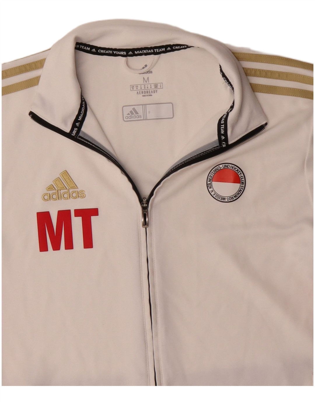 Adidas Hombre Aeroready Chándal Top Chaqueta Mediano Blanco Roto Colorblock