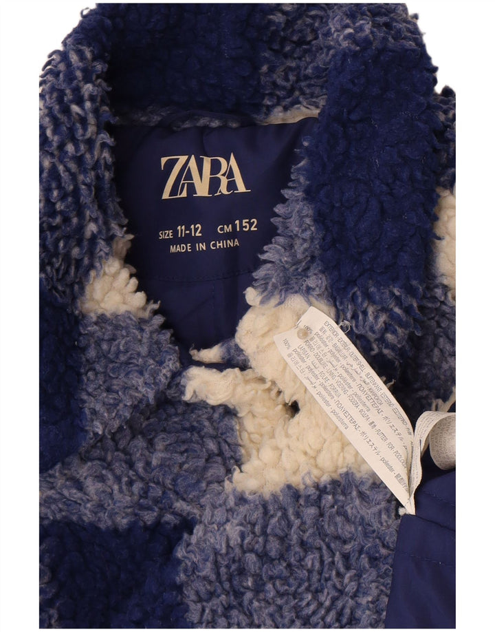 Zara Forro Polar Niña 11-12 Años Azul Vichy Poliéster