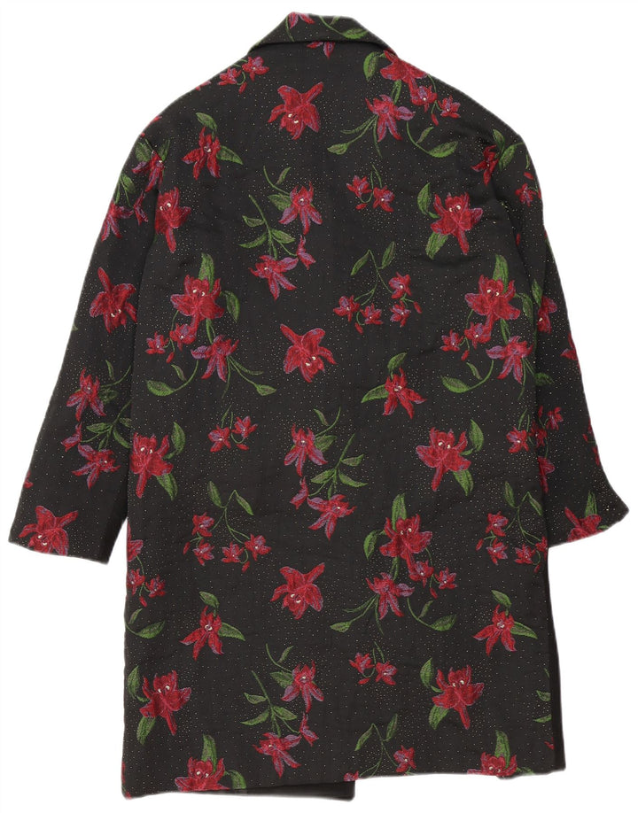 Gretha Milano Abrigo extragrande para mujer IT 40 Poliéster floral negro pequeño